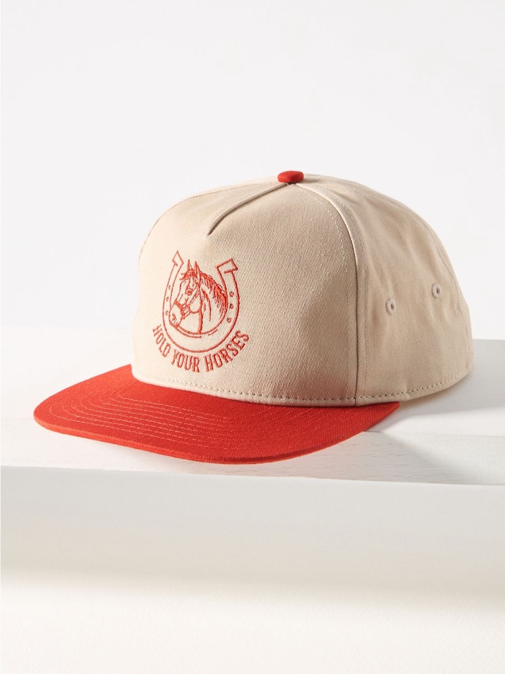 Anthropologie Coney Island Picnic Western Trucker Hat Hold your Horses Red